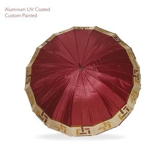 Burgundy 4 Acres Hand-painted Jumbo Ribbed Aluminum UV Tinted Umbrella